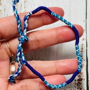 Indigo & Azure Blue Macrame Wrapped Bracelet (Free w/ Bundle)